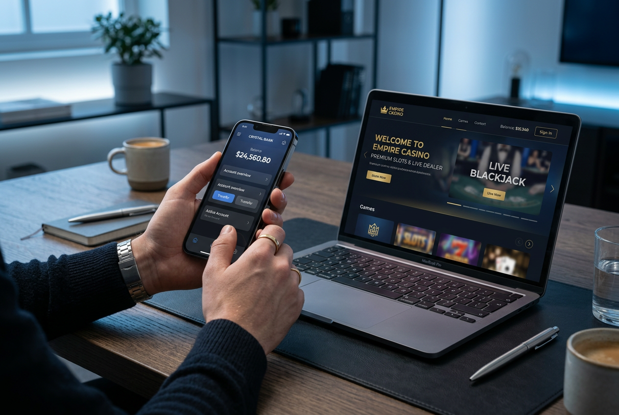 Mobilny proces płatności kodem BLIK w nowoczesnym kasynie online.